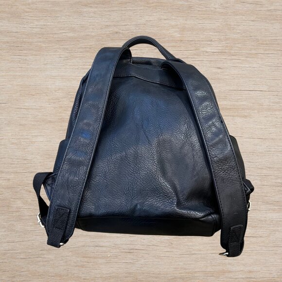 BP. Nordstrom Faux Leather Small Black Backpack Silver Hardware Everyday Bag - Picture 2 of 6